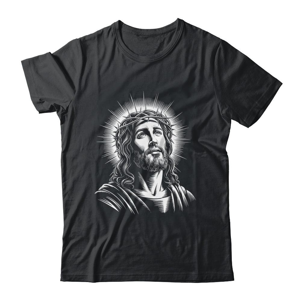 Jesus Christ Face With Crown Of Thorn God Bible Christian Shirt & Hoodie | teecentury