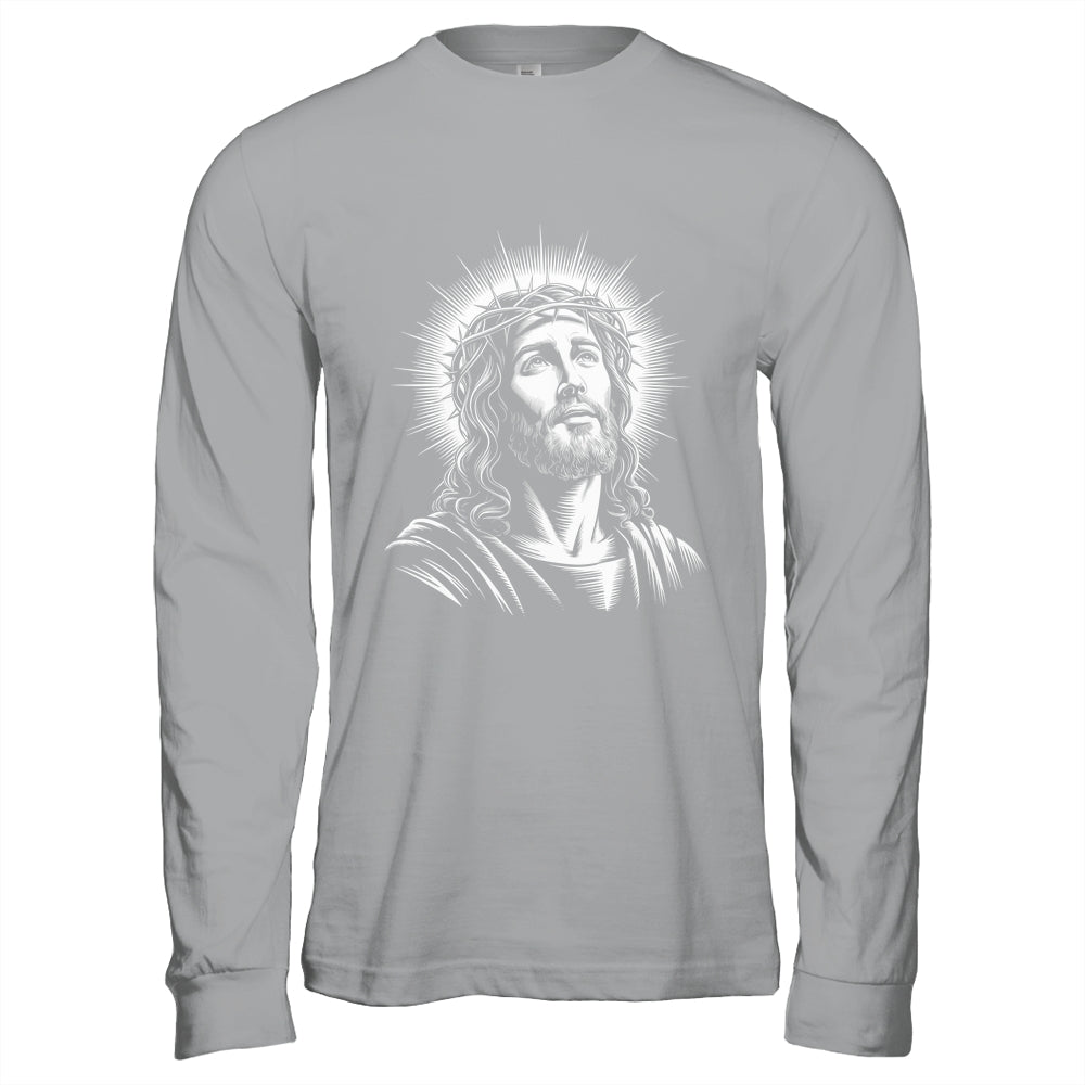 Jesus Christ Face With Crown Of Thorn God Bible Christian Shirt & Hoodie | teecentury