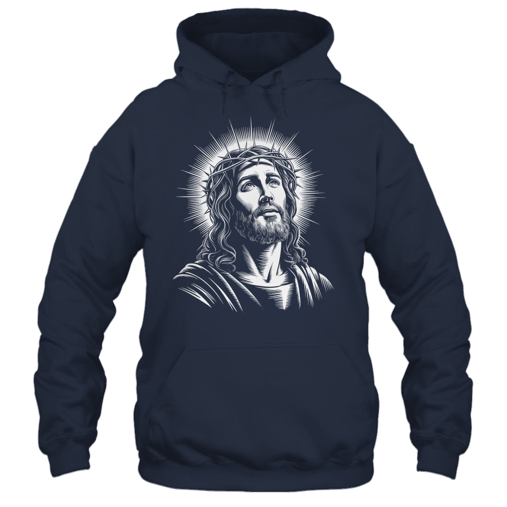 Jesus Christ Face With Crown Of Thorn God Bible Christian Shirt & Hoodie | teecentury