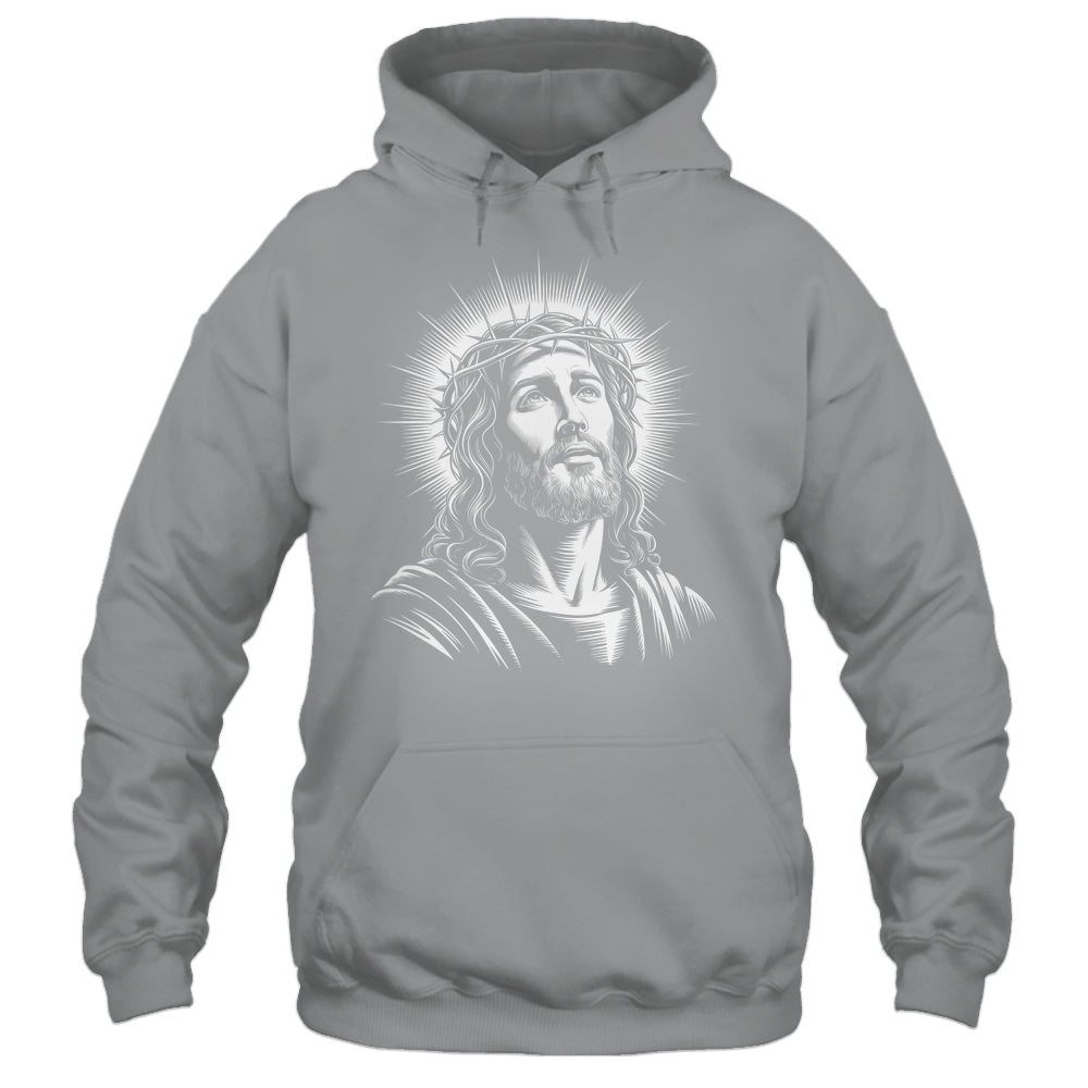Jesus Christ Face With Crown Of Thorn God Bible Christian Shirt & Hoodie | teecentury