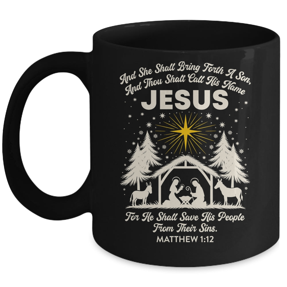 Jesus Christian Nativity Christmas Tree Xmas Family Holiday Mug | teecentury
