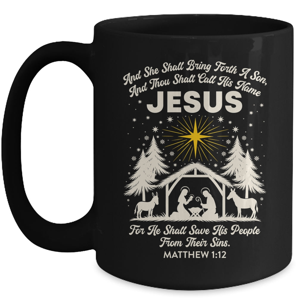 Jesus Christian Nativity Christmas Tree Xmas Family Holiday Mug | teecentury
