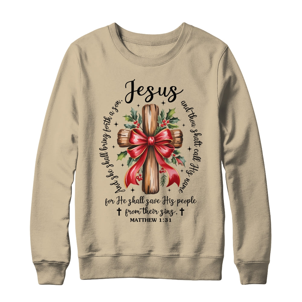 Jesus Christmas She Shall Bring Forth A Son Christian Xmas Shirt & Sweatshirt | teecentury