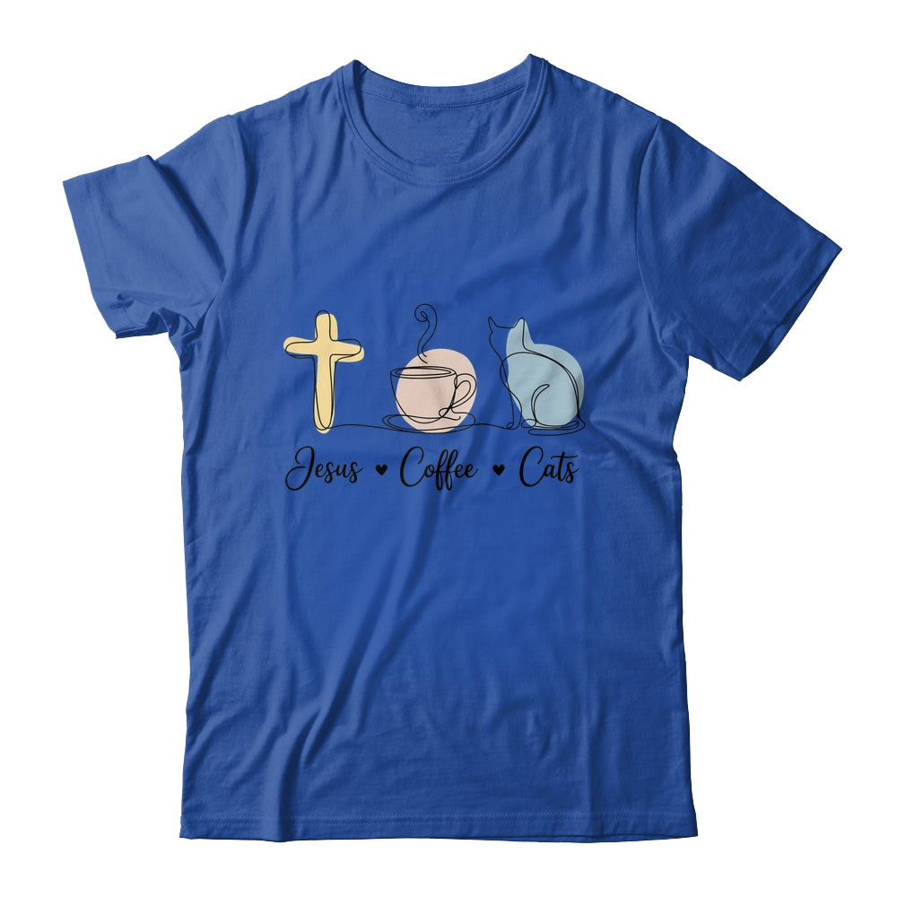 Jesus Coffee Cats Funny Cute Design Jesus Lovers Christian Shirt & Tank Top | teecentury