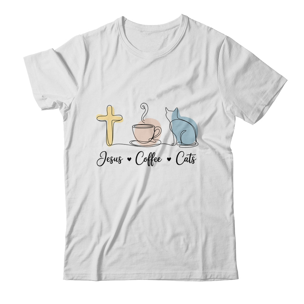 Jesus Coffee Cats Funny Cute Design Jesus Lovers Christian Shirt & Tank Top | teecentury