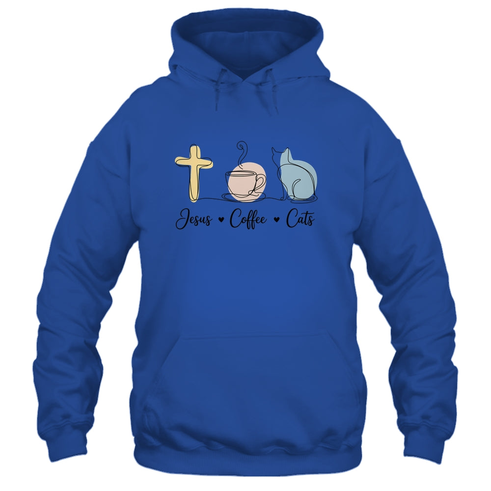 Jesus Coffee Cats Funny Cute Design Jesus Lovers Christian Shirt & Tank Top | teecentury