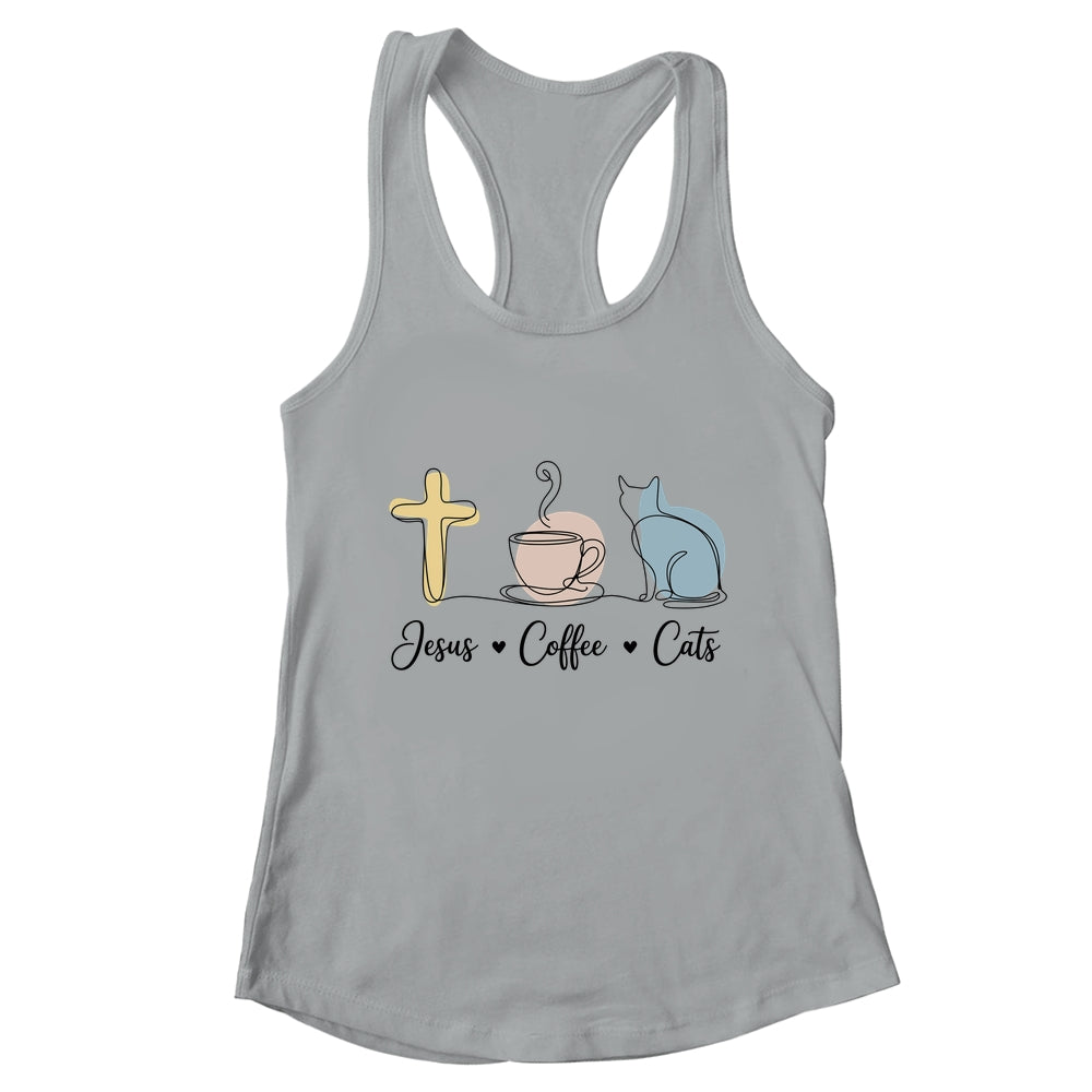 Jesus Coffee Cats Funny Cute Design Jesus Lovers Christian Shirt & Tank Top | teecentury
