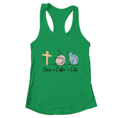 Jesus Coffee Cats Funny Cute Design Jesus Lovers Christian Shirt & Tank Top | teecentury