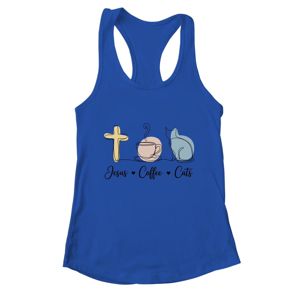 Jesus Coffee Cats Funny Cute Design Jesus Lovers Christian Shirt & Tank Top | teecentury