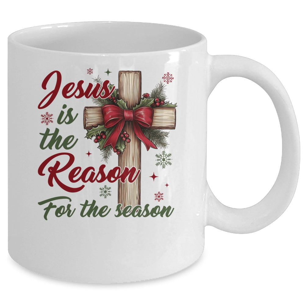 Jesus Is The Reason For The Season Christmas Coquette Bow Mug | teecentury