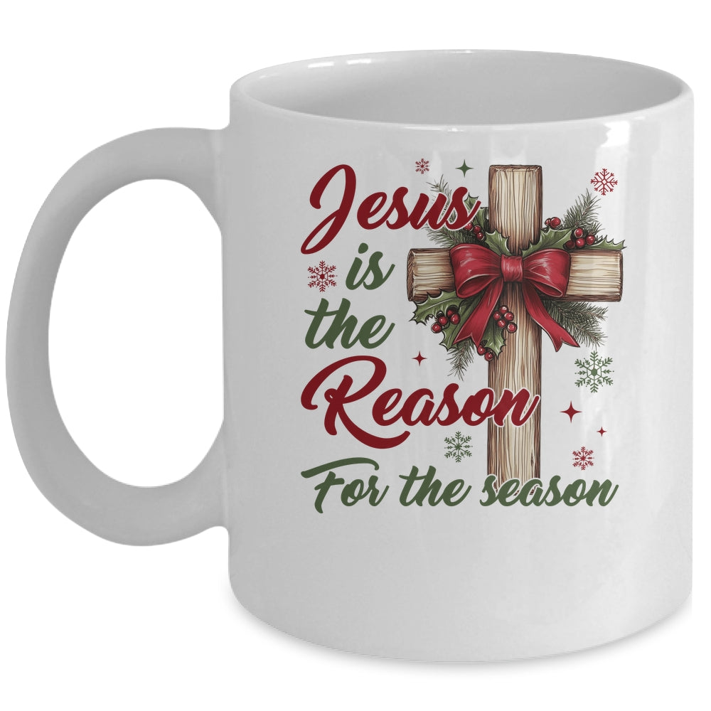 Jesus Is The Reason For The Season Christmas Coquette Bow Mug | teecentury
