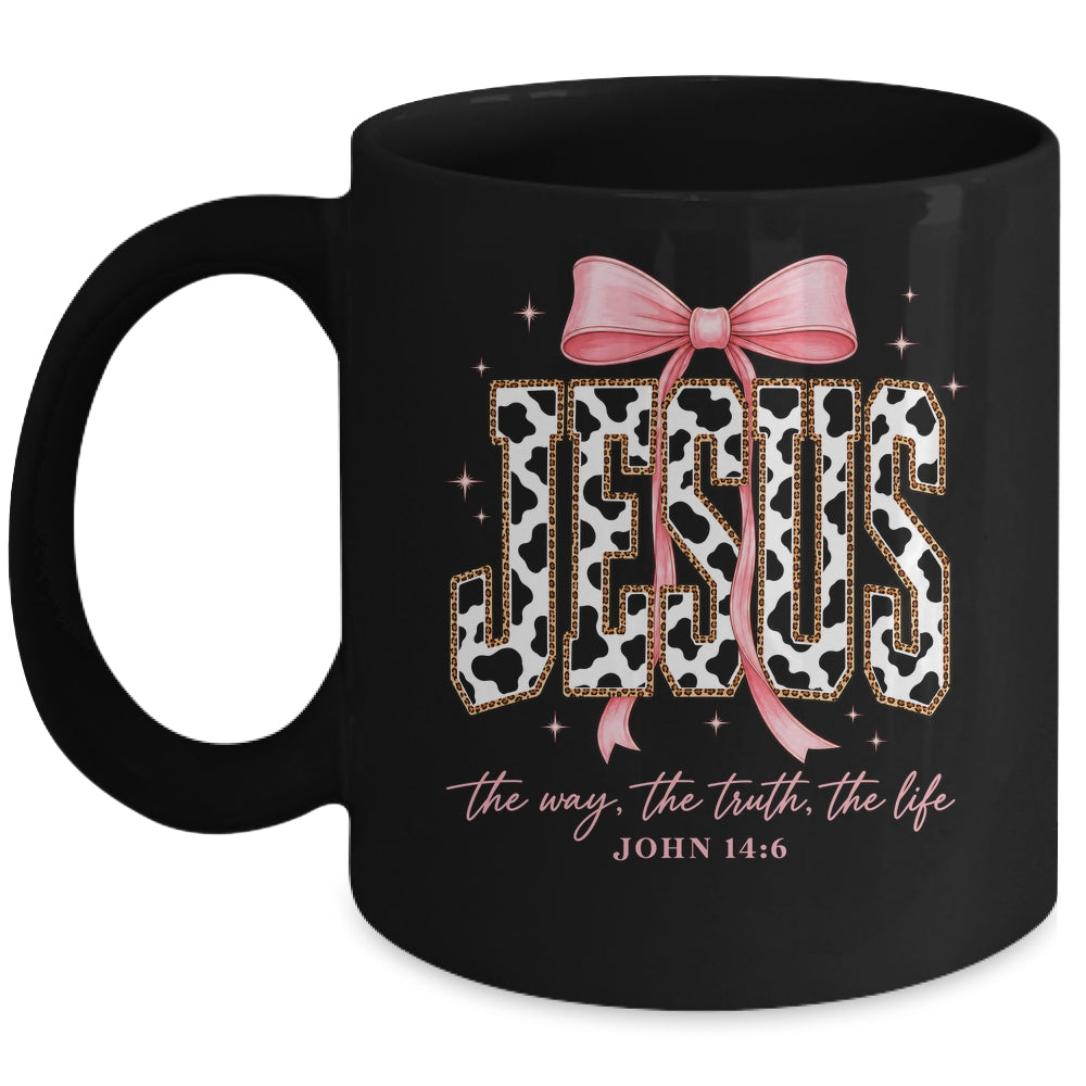 Jesus The Way The Truth The Life Faith Coquette Bow Cow Farm Mug | teecentury