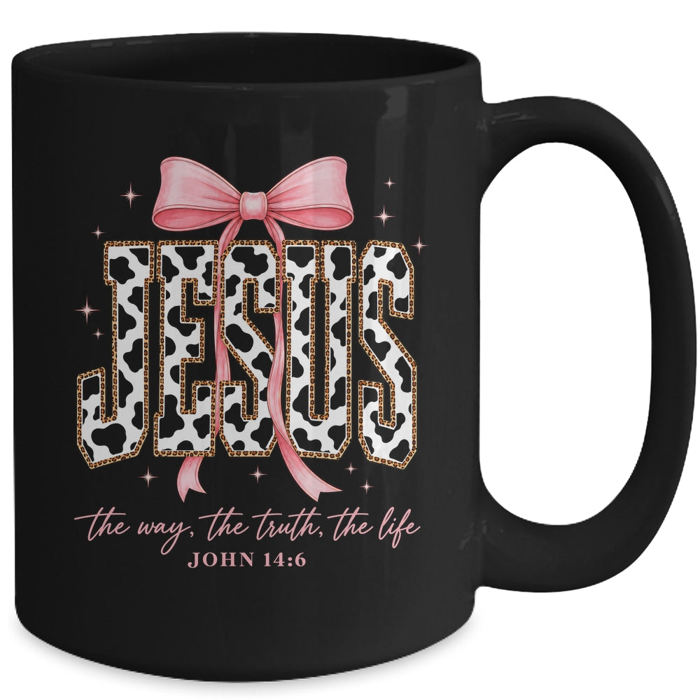 Jesus The Way The Truth The Life Faith Coquette Bow Cow Farm Mug | teecentury