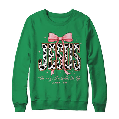 Jesus The Way The Truth The Life Faith Coquette Bow Cow Farm Shirt & Sweatshirt | teecentury