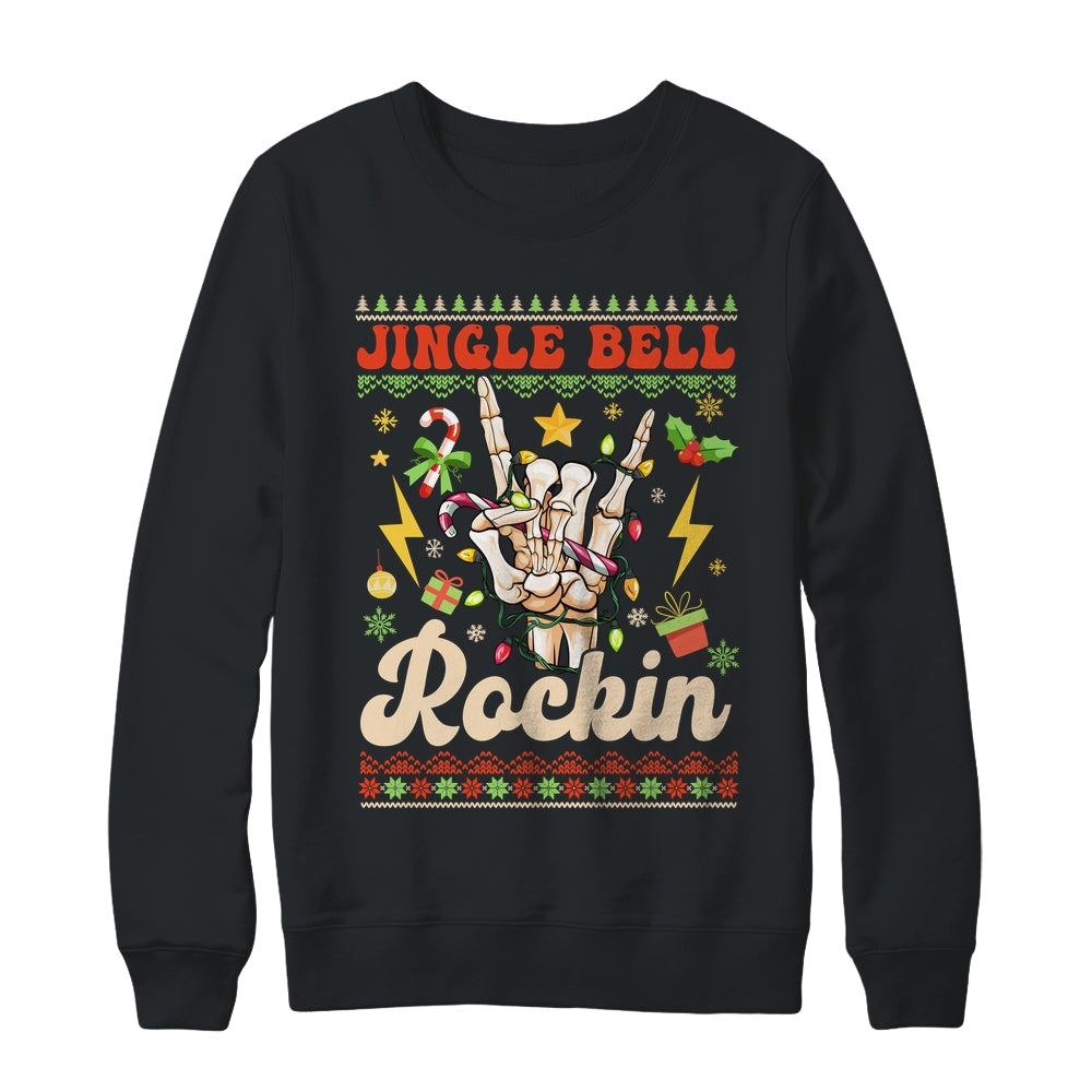 Jingle Bell Rockin Skeleton Hand Ugly Christmas Funny Shirt & Sweatshirt | teecentury