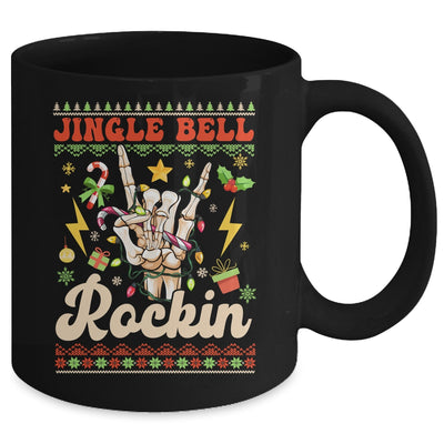 Jingle Bell Rockin Skeleton Hand Ugly Christmas Funny Mug | teecentury