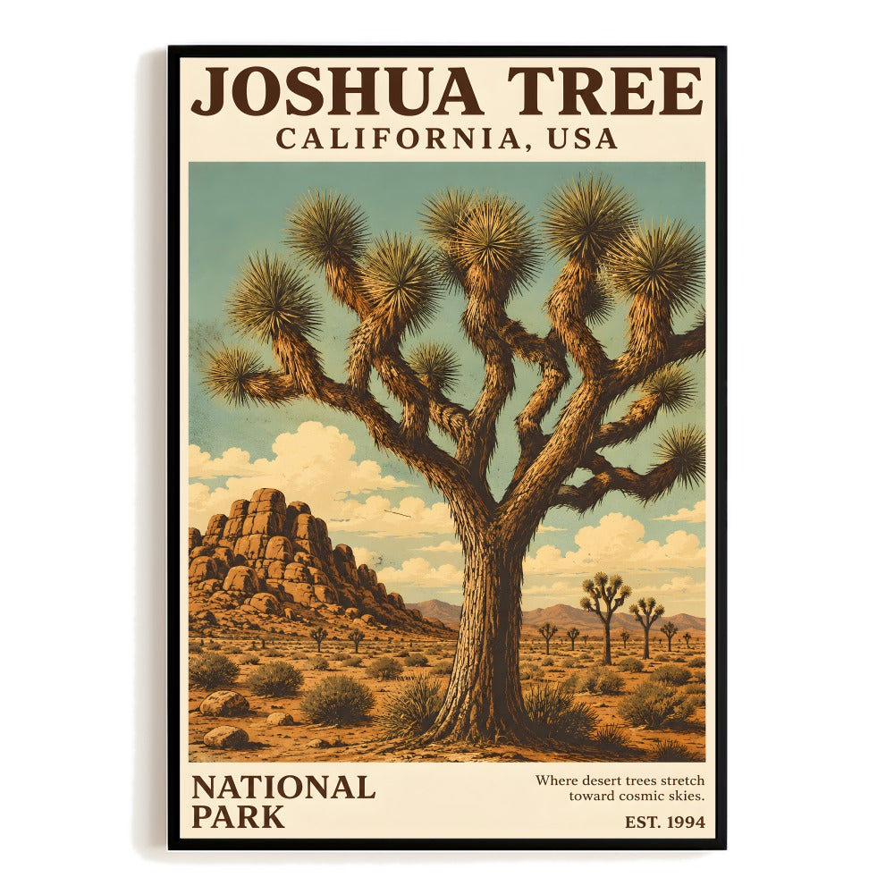 Joshua Tree National Park California Travel Gifts Poster Vintage Desert Landscape Wall Art Souvenir Print Painting Picture For Home Room Office Bedroom Decor Unframed | teecentury