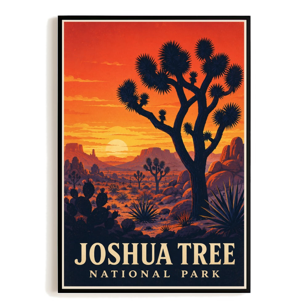 Joshua Tree National Park Travel Poster California Desert Landscape Vintage Wall Art Souvenir Print Painting Picture For Home Living Room Office Decor Unframed | teecentury
