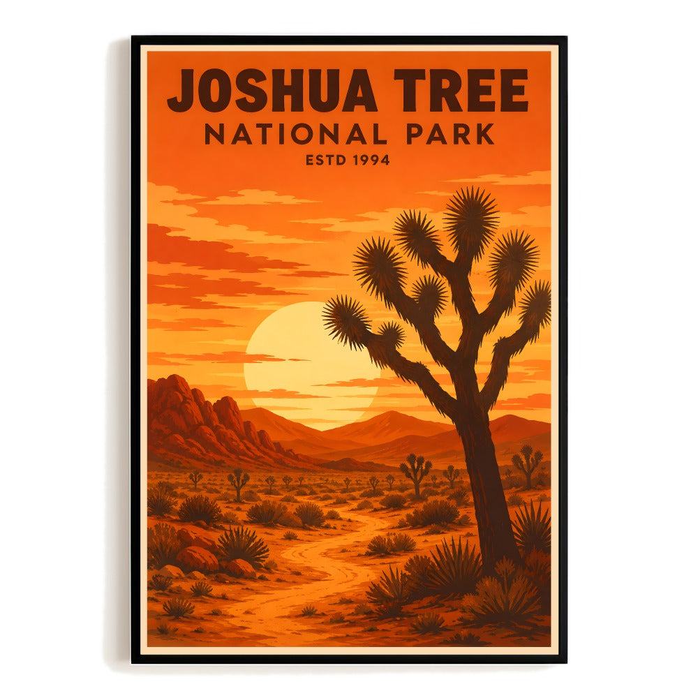 Joshua Tree National Park Travel Poster Vintage Sunset Desert Landscape Wall Art Decor For Home Living Room Office Bedroom Souvenir Print California Adventure Unframed | teecentury
