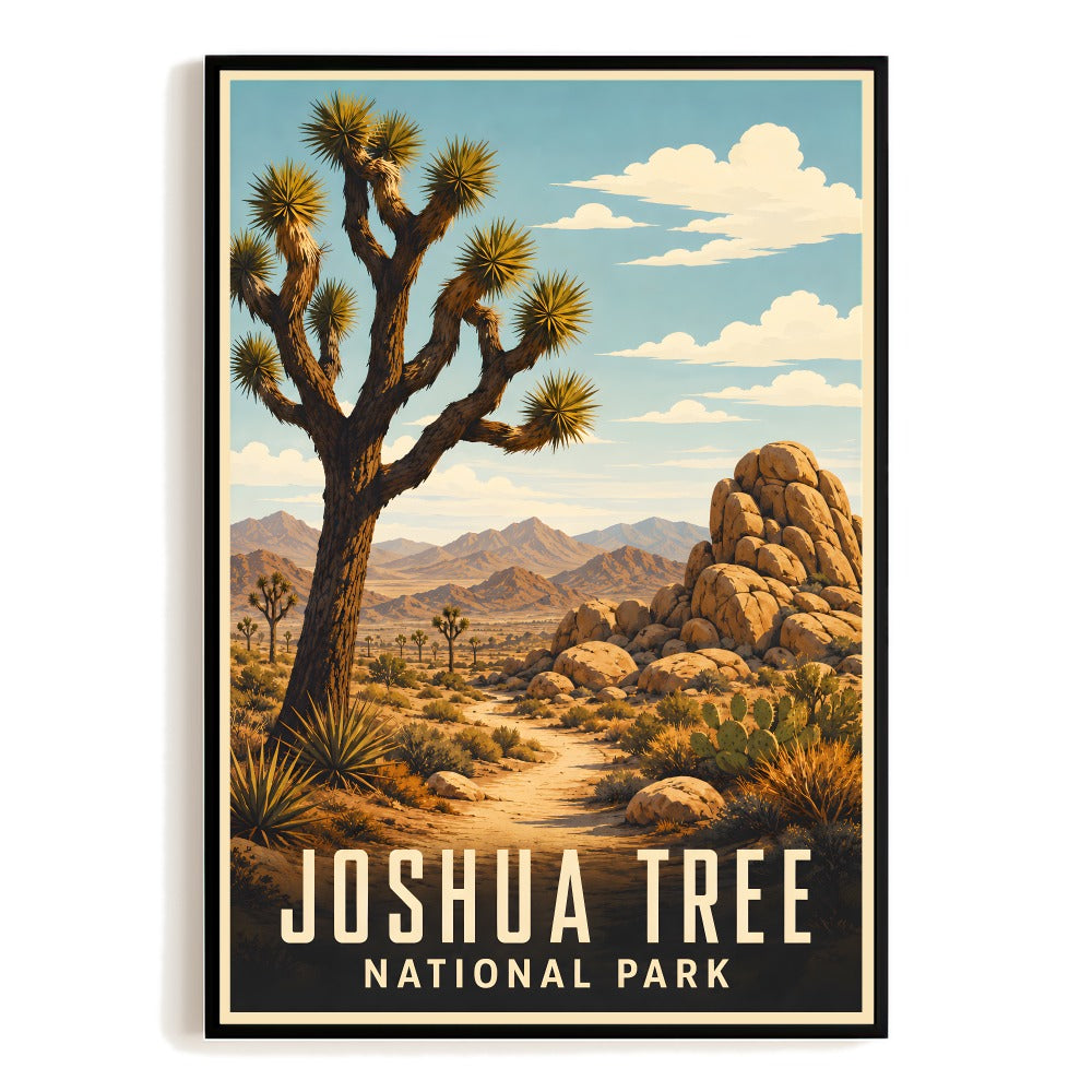 Joshua Tree National Park Vintage Travel Poster Desert Landscape Wall Art Print Retro Style Souvenir For Home Living Room Office Bedroom Kitchen Decor Unframed | teecentury