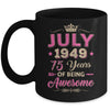 July 1949 75 Years Of Being Awesome Retro 75th Birthday Mug | teecentury