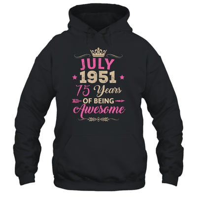July 1951 75 Years Of Being Awesome Retro 75th Birthday Shirt & Tank Top | teecentury