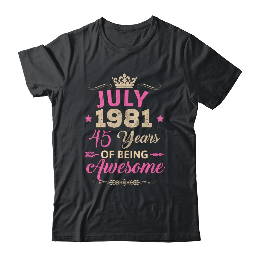 July 1981 45 Years Of Being Awesome Retro 45th Birthday Shirt & Tank Top | teecentury