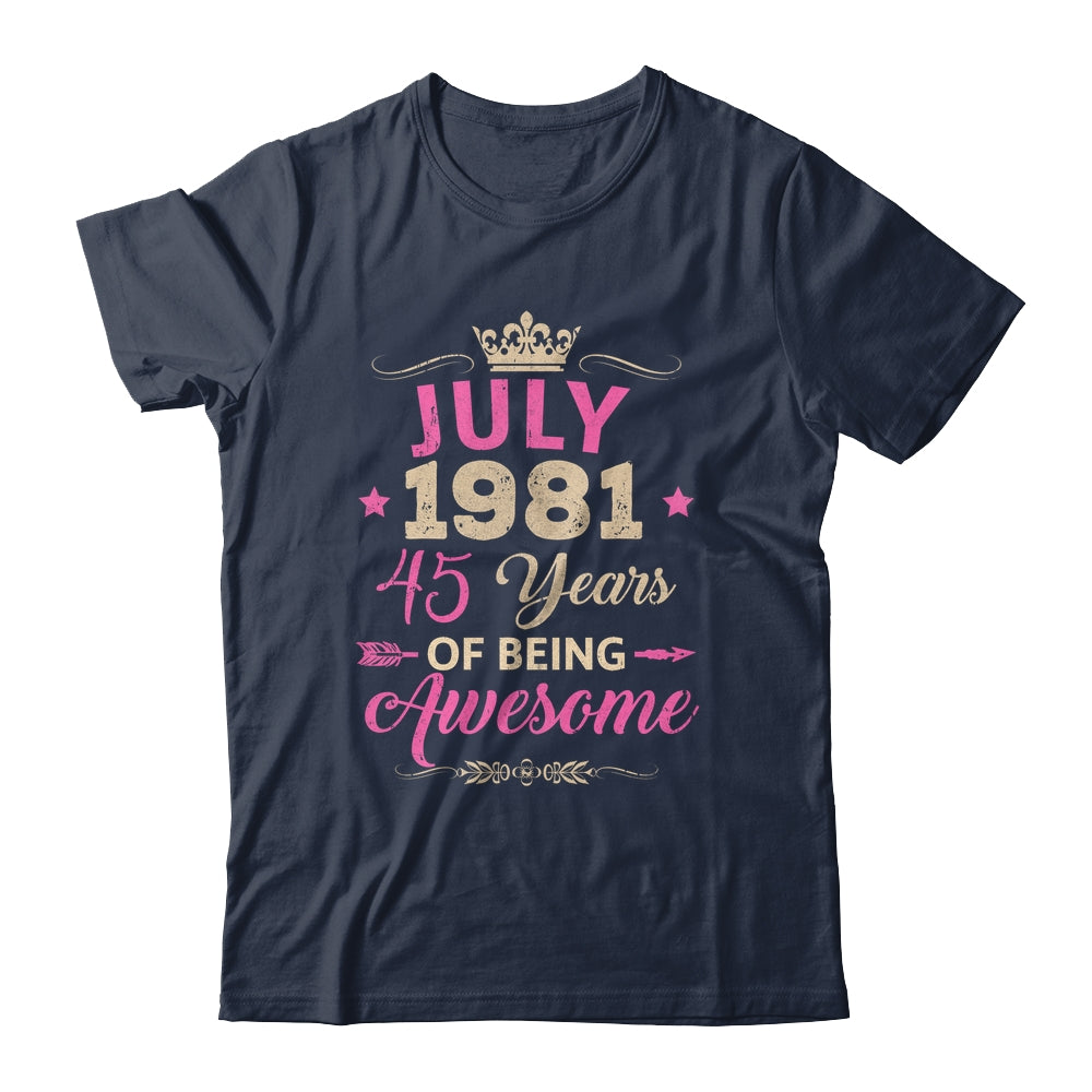 July 1981 45 Years Of Being Awesome Retro 45th Birthday Shirt & Tank Top | teecentury