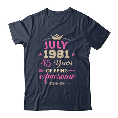 July 1981 45 Years Of Being Awesome Retro 45th Birthday Shirt & Tank Top | teecentury