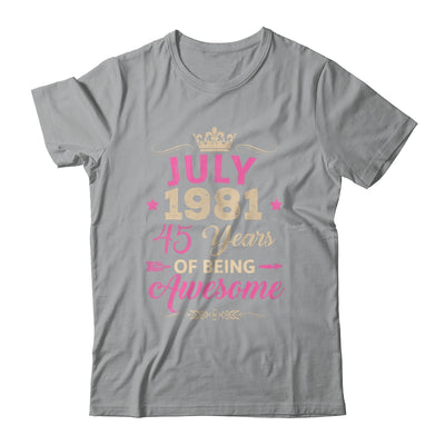 July 1981 45 Years Of Being Awesome Retro 45th Birthday Shirt & Tank Top | teecentury