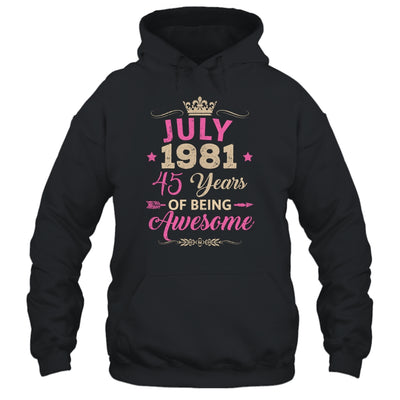 July 1981 45 Years Of Being Awesome Retro 45th Birthday Shirt & Tank Top | teecentury