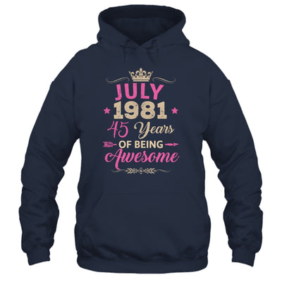 July 1981 45 Years Of Being Awesome Retro 45th Birthday Shirt & Tank Top | teecentury