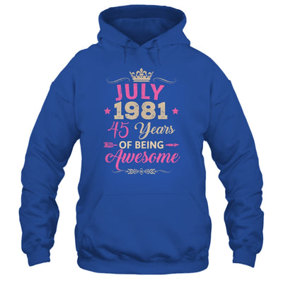 July 1981 45 Years Of Being Awesome Retro 45th Birthday Shirt & Tank Top | teecentury