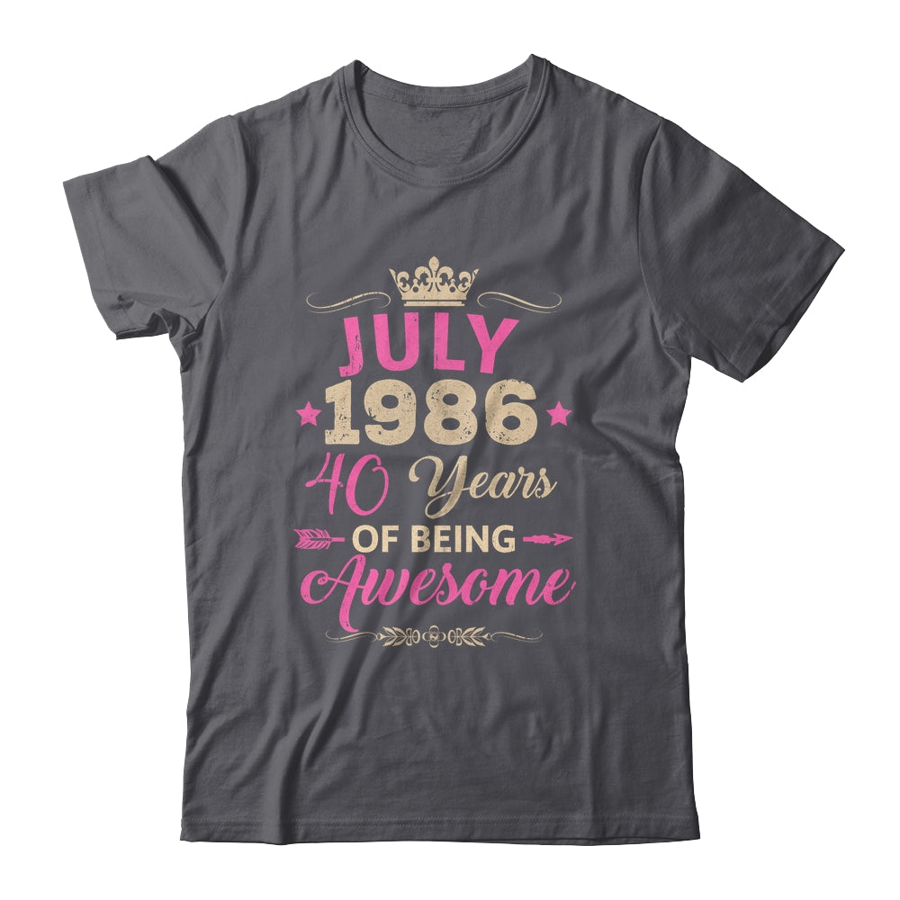 July 1986 40 Years Of Being Awesome Retro 40th Birthday Shirt & Tank Top | teecentury