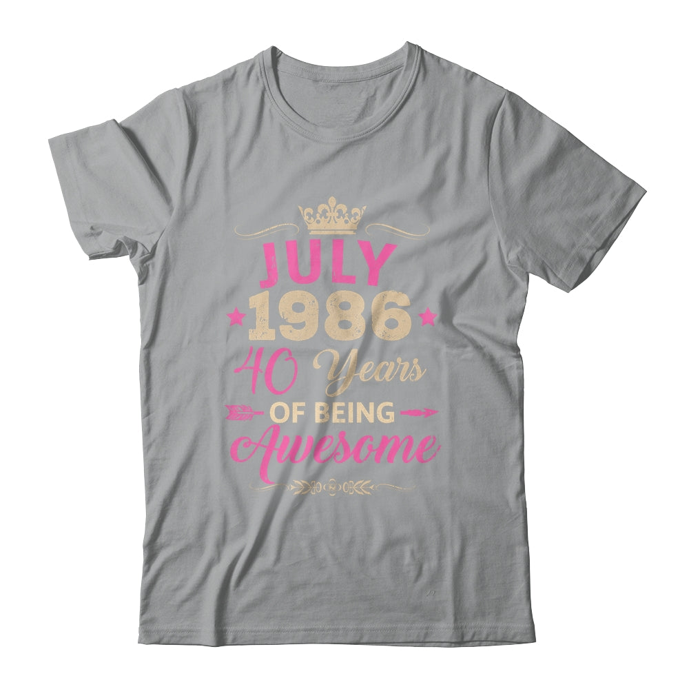 July 1986 40 Years Of Being Awesome Retro 40th Birthday Shirt & Tank Top | teecentury