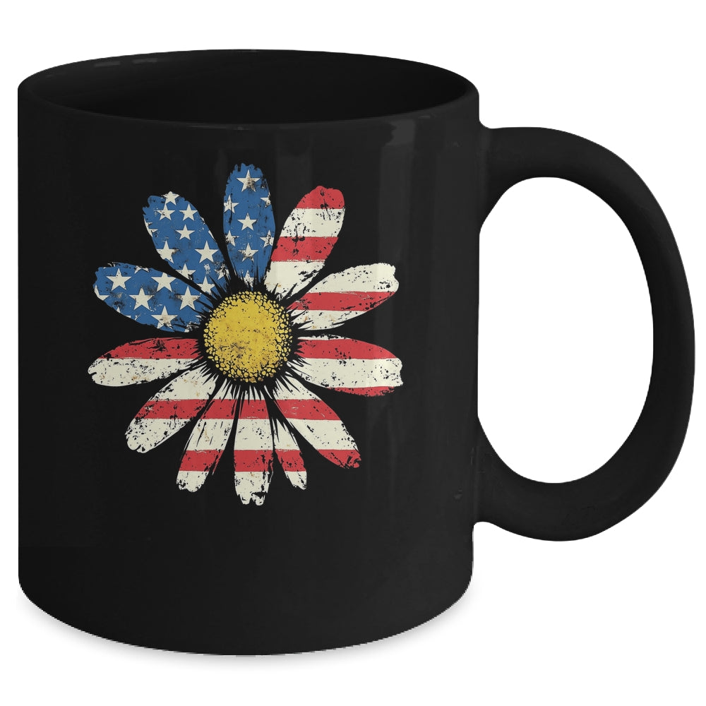 July 4th Daisy US Flag Spring Summer Wildflower Women Girls Mug | teecentury