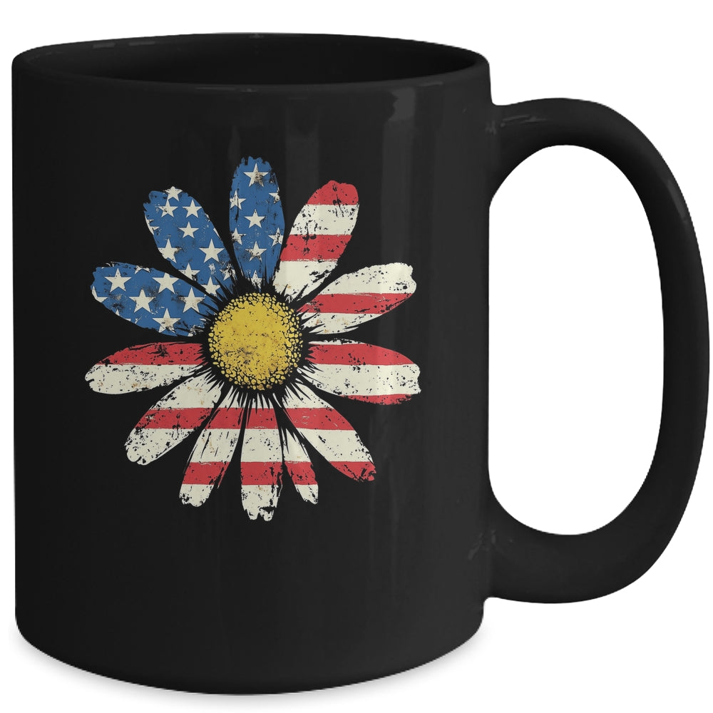 July 4th Daisy US Flag Spring Summer Wildflower Women Girls Mug | teecentury
