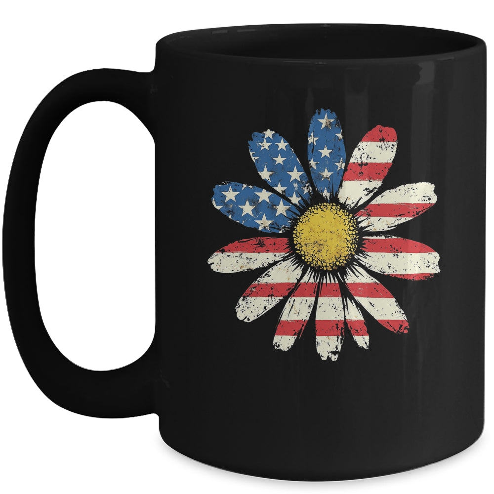 July 4th Daisy US Flag Spring Summer Wildflower Women Girls Mug | teecentury