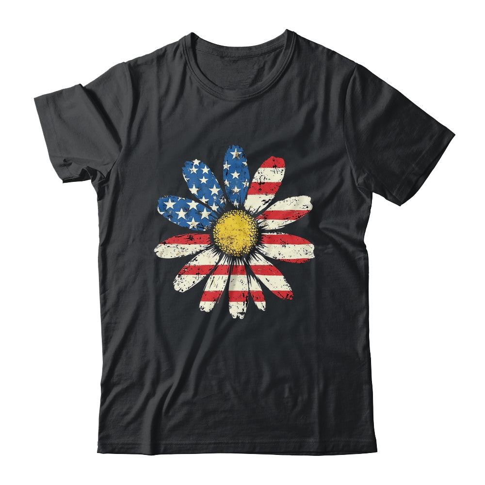 July 4th Daisy US Flag Spring Summer Wildflower Women Girls Shirt & Tank Top | teecentury