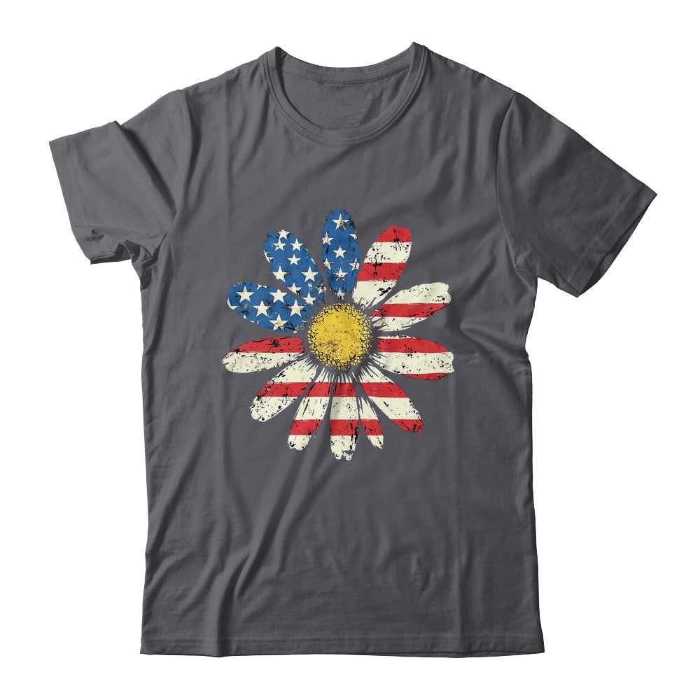 July 4th Daisy US Flag Spring Summer Wildflower Women Girls Shirt & Tank Top | teecentury