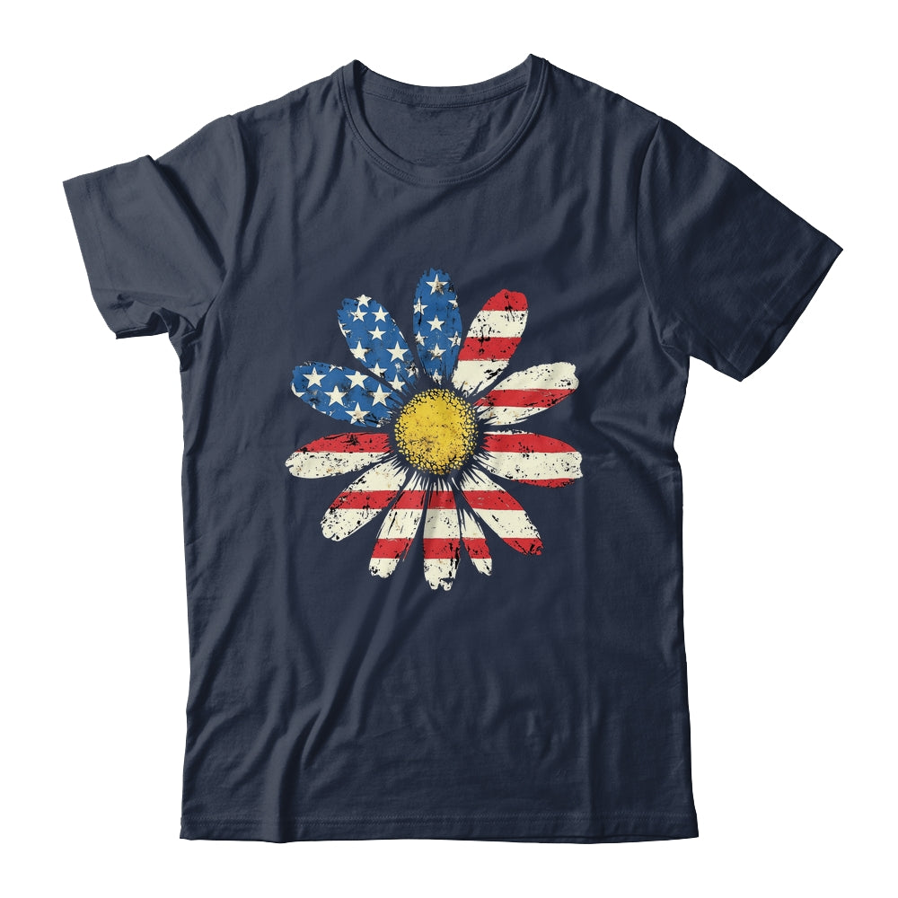 July 4th Daisy US Flag Spring Summer Wildflower Women Girls Shirt & Tank Top | teecentury
