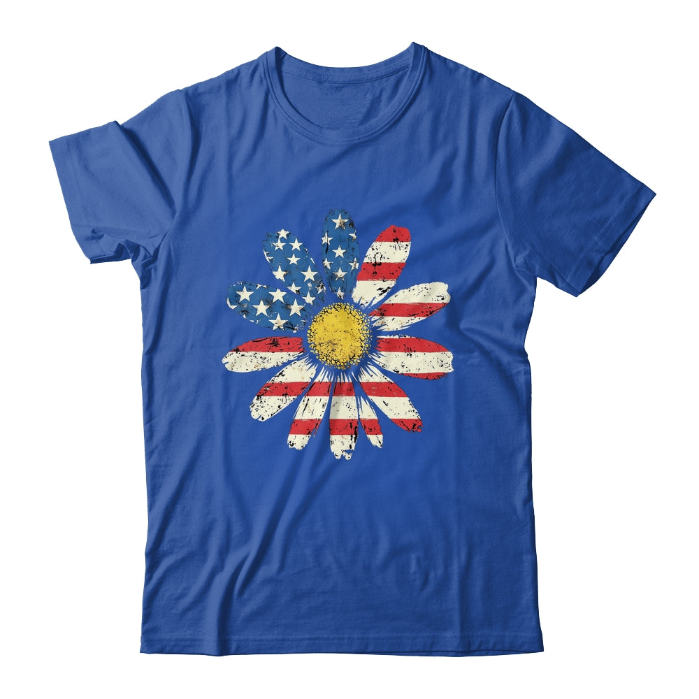 July 4th Daisy US Flag Spring Summer Wildflower Women Girls Shirt & Tank Top | teecentury