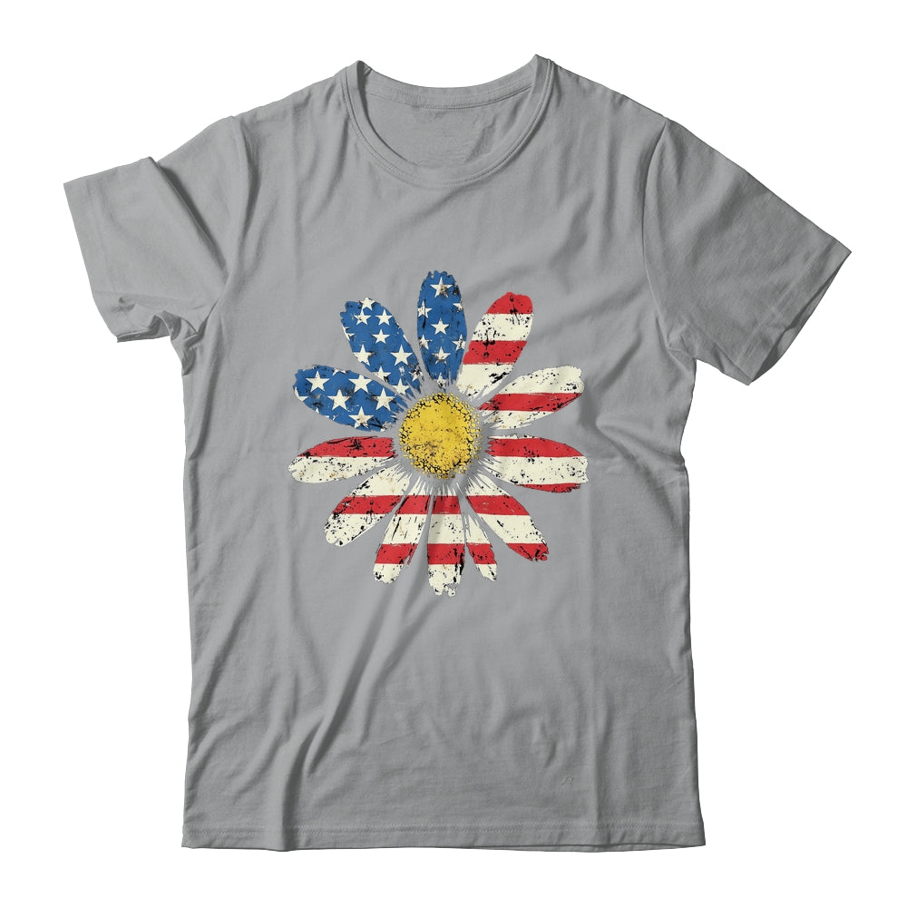 July 4th Daisy US Flag Spring Summer Wildflower Women Girls Shirt & Tank Top | teecentury