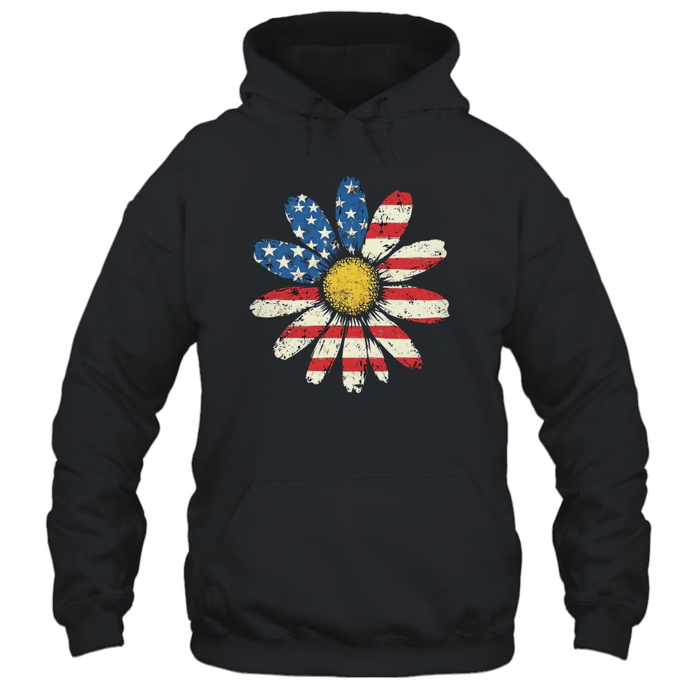 July 4th Daisy US Flag Spring Summer Wildflower Women Girls Shirt & Tank Top | teecentury