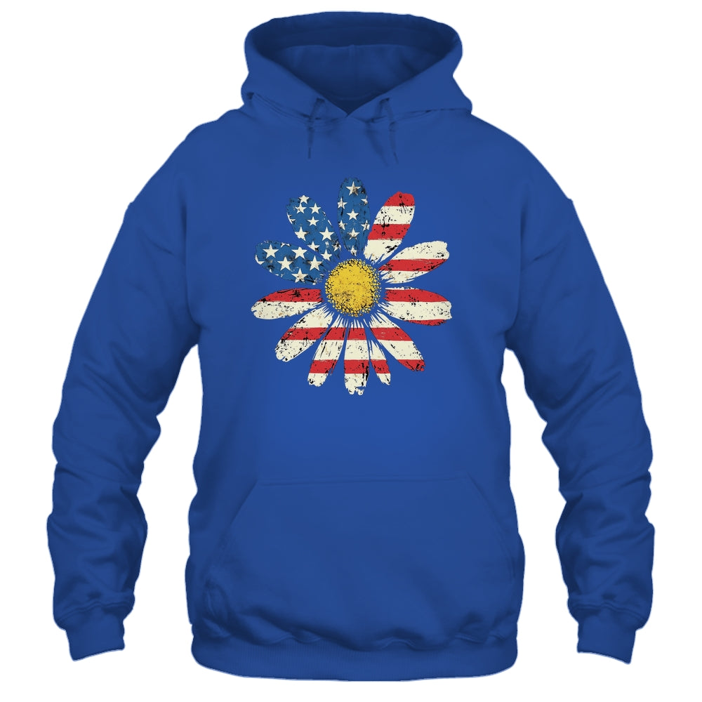 July 4th Daisy US Flag Spring Summer Wildflower Women Girls Shirt & Tank Top | teecentury