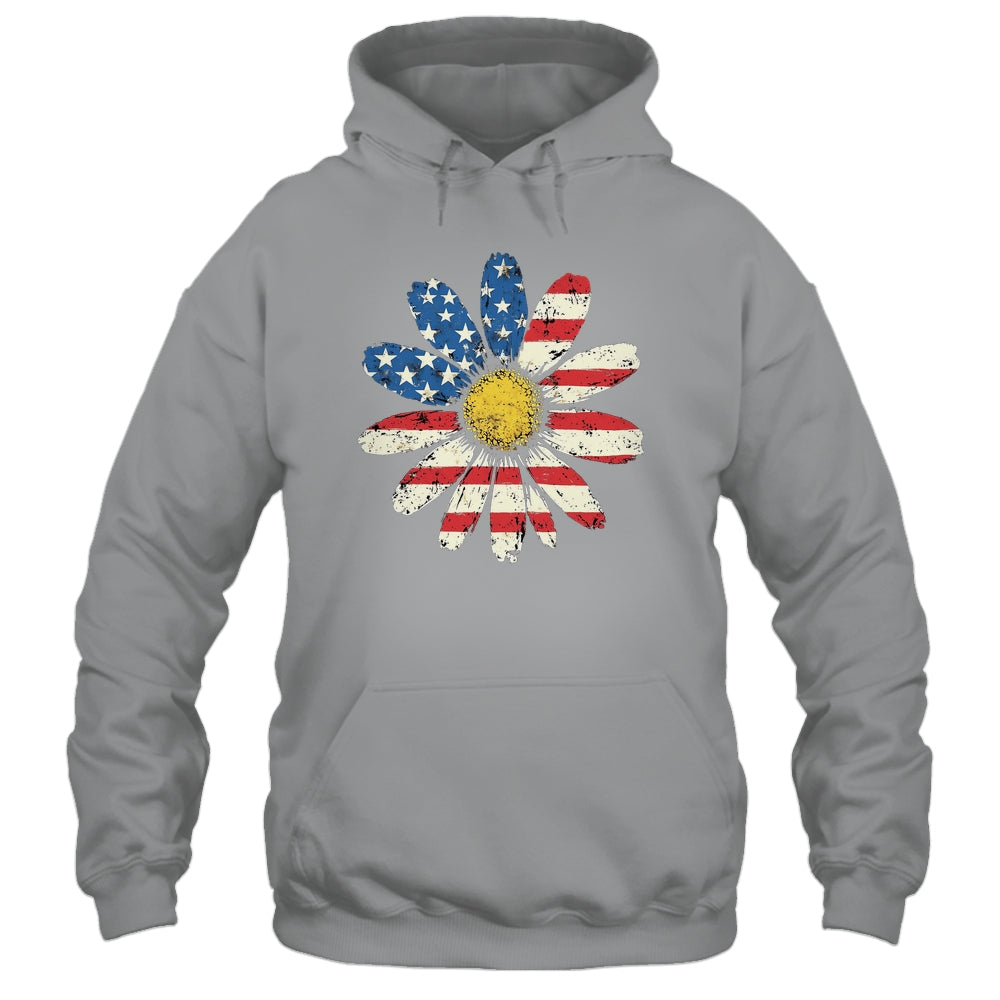 July 4th Daisy US Flag Spring Summer Wildflower Women Girls Shirt & Tank Top | teecentury