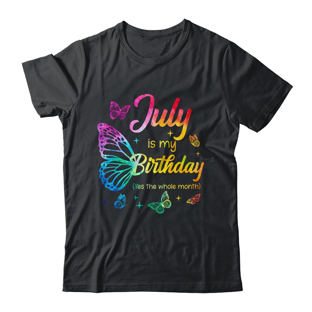 July Birthday For Women Girls Butterfly Tie Dye Theme Shirt & Tank Top | teecentury