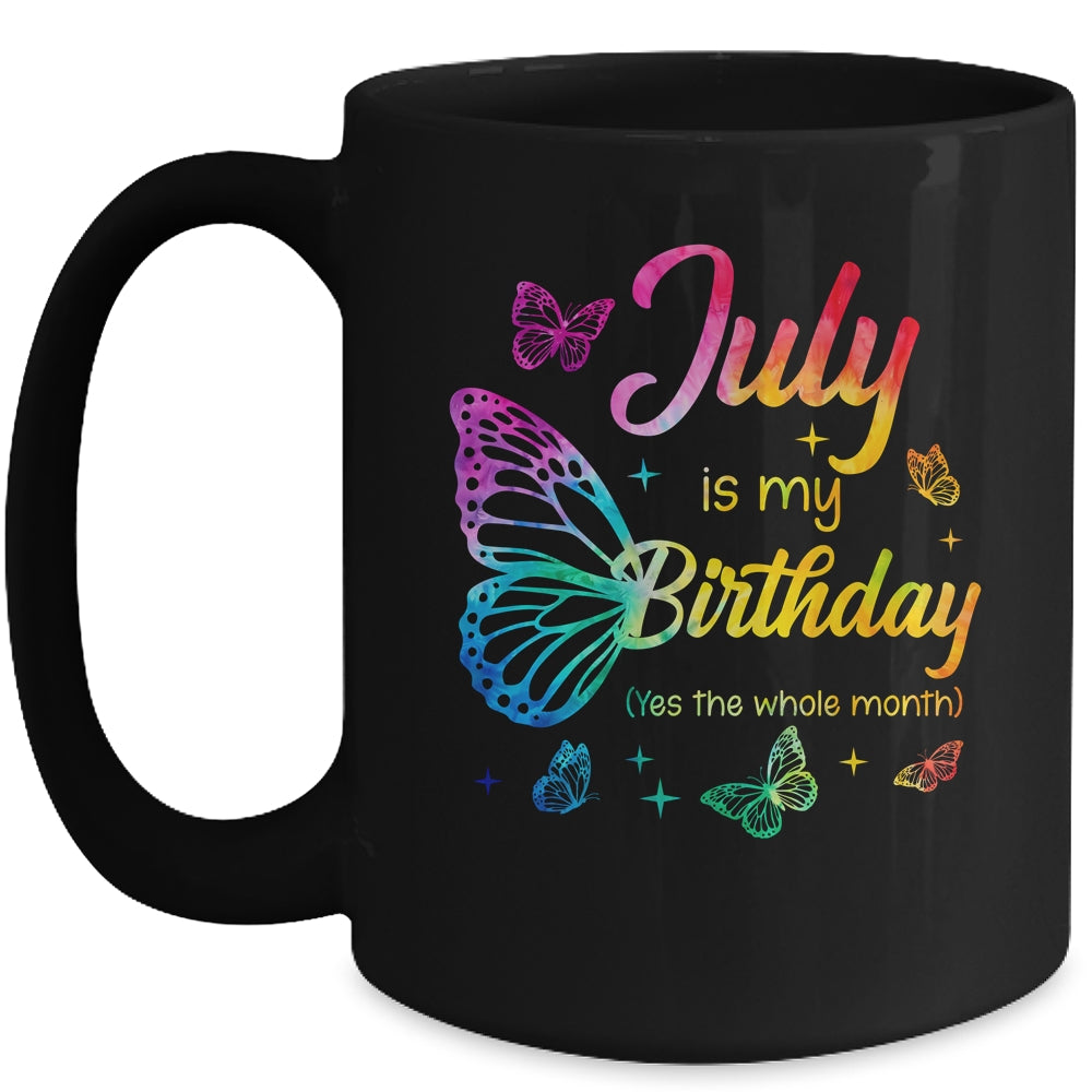 July Birthday For Women Girls Butterfly Tie Dye Theme Mug | teecentury