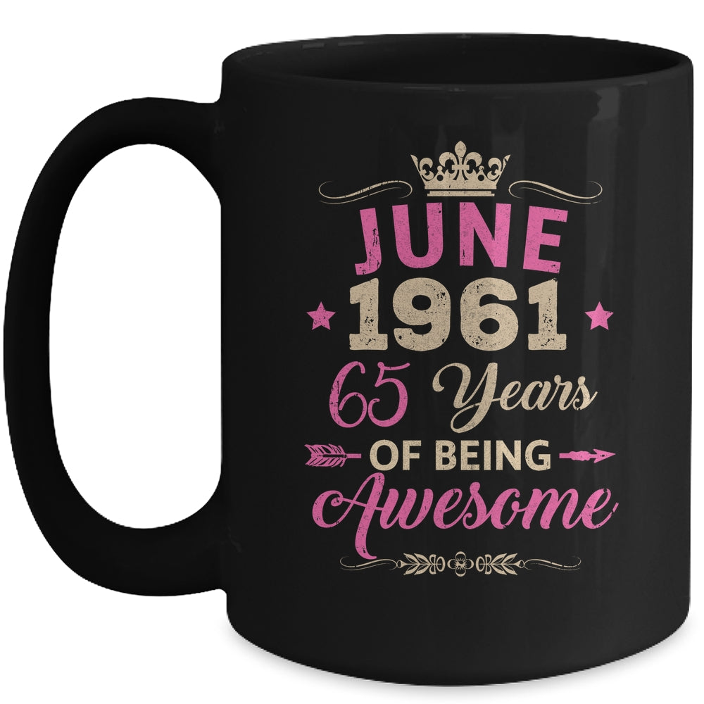 June 1961 65 Years Of Being Awesome Retro 65th Birthday Mug | teecentury