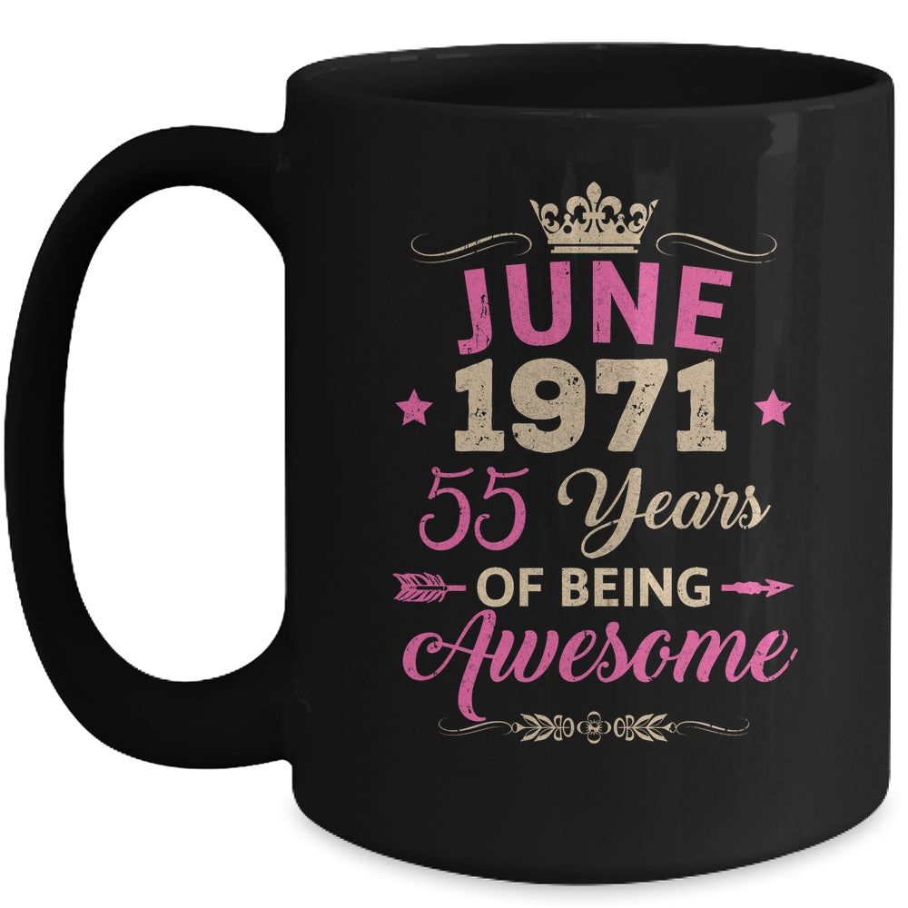 June 1971 55 Years Of Being Awesome Retro 55th Birthday Mug | teecentury